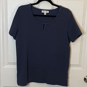 Emily Daniels Women's coastal Textured Short Sleeve Top - Navy Bohemian